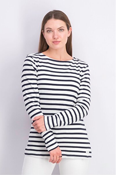Tchibo Women Round Neck Long Sleeve Stripe Sweatshirt, Black