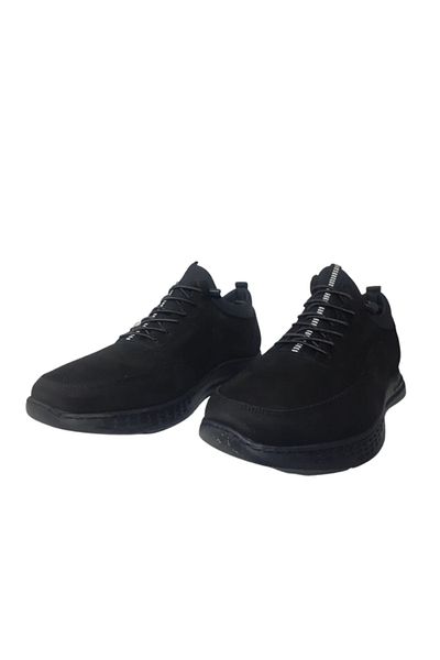 Golden Men's Black Elastic Genuine Leather Orthopedic Non-Slip Sole Casual Shoes Gldnn039-00