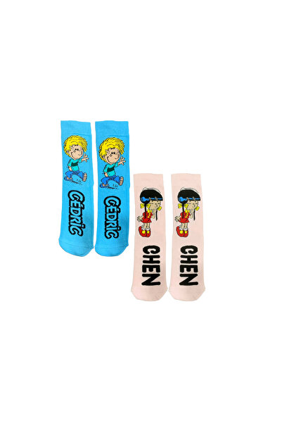 AL Bİ 90LIK Cedric ve Chen Çizgi Film Karakter Desenli 2'li Çorap Pamuklu