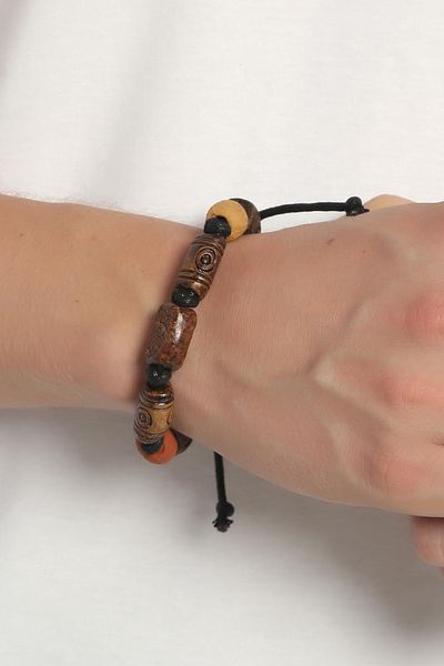 Dejavu Adjustable Size Leather Unisex Bracelet Bundle with String Detail