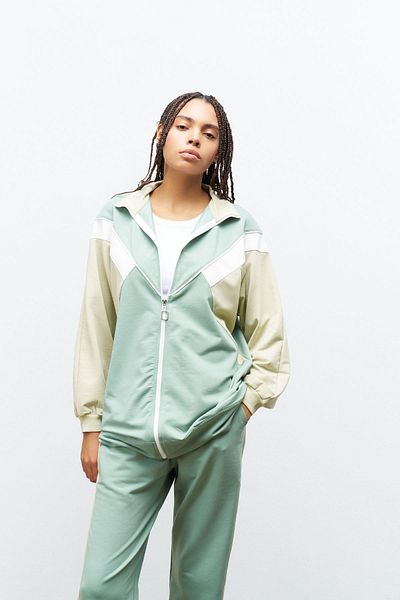 Basicpark Mint Green Women's - Crew Neck Zippered and Elastic Knitted Trousers