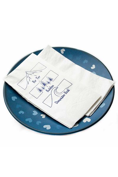 PALTO TASARIM Let's Find a Place Far from the World Patterned Napkin - 20 Pack Patterned Presentation Napkin