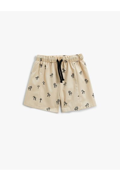 Koton Shorts Palm Tree Printed Elastic Waist Cotton