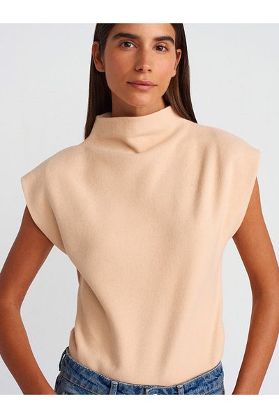 Dilvin 31342 Model Soft Textured Beige Sweater