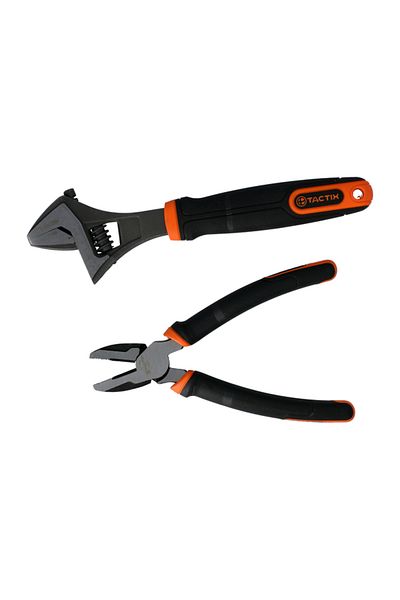 Tactix 2-Piece Chrome-Vanadium Steel Plier and Wrench Set