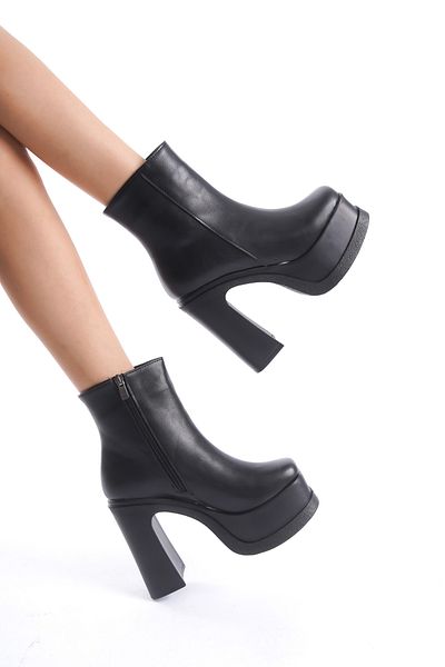 Shoesers Cizme cu fermoar cu toc cu platformă înaltă cu design special pentru femei