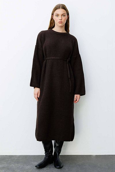 Hooopstore Φόρεμα πλεκτό καφέ
