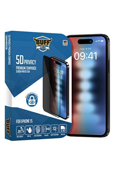 Buff iPhone 15 5D Privacy Ekran Koruyucu - Şeffaf