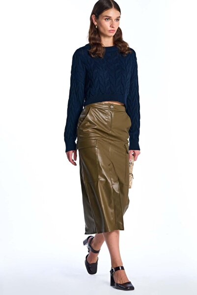 SHERIN Синій трикотажний светр з косами