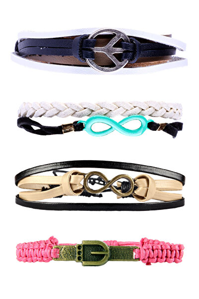 Dejavu حزمة سوار جلدي قابل للتعديل للجنسين مع تفاصيل حبل