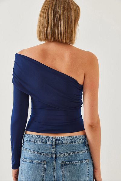 Bianco Lucci Damen-Einzelärmelbluse mit Madonna-Ausschnitt 379 60351139