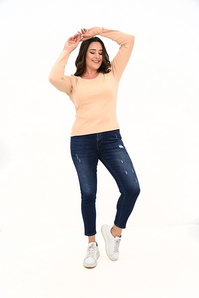 Koza Butik Women's Large Size Long Sleeve Basic Blouse 1759-25