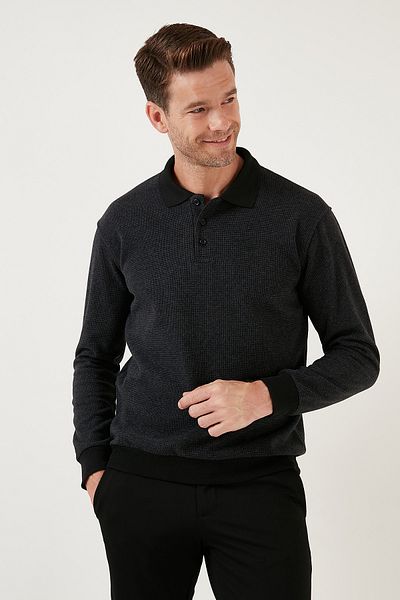 Buratti Cotton Regular Fit Buttoned Polo Collar Sweater Men's Sweater456211