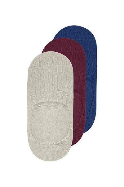 Calverton Socks 3-Piece Burgundy/Navy Blue/Cream Bamboo Silicone Plain Women'S/Men's Ballerina Socks