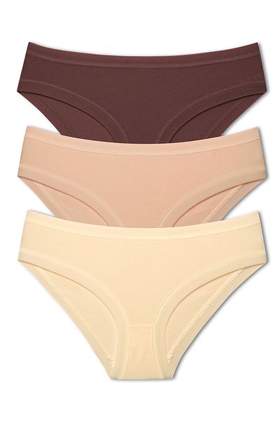 HNX Pachet de 3 chiloți din bumbac pentru femei, cu talie și picior elastic