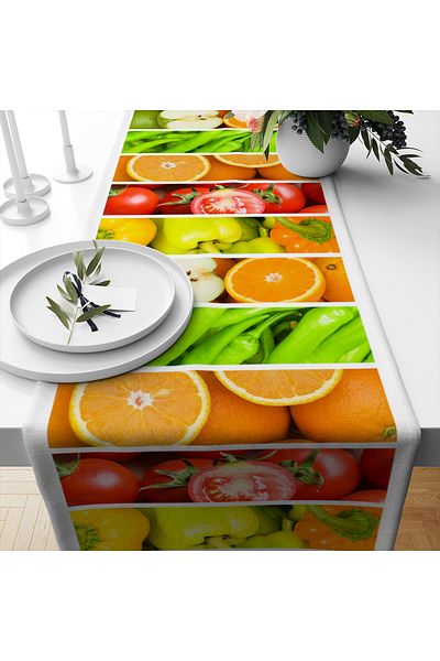 Else Dekor Fructe Legume Cu model Imprimat digital Rezistent la pete Husă decorativă pentru alergător 40x140cm