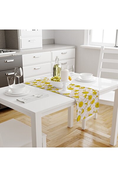 Else Dekor Κίτρινες μαργαρίτες με μοτίβο ψηφιακής εκτύπωσης, ανθεκτικό στους λεκέδες, διακοσμητικό κάλυμμα δρομέα 40x140cm