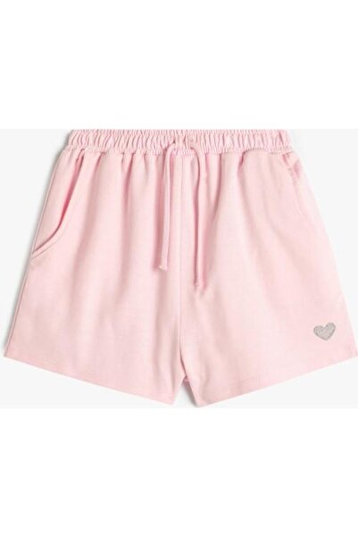 Koton Basic Şort Beli Bağlamalı Kalp Detaylı Rahat Kesim