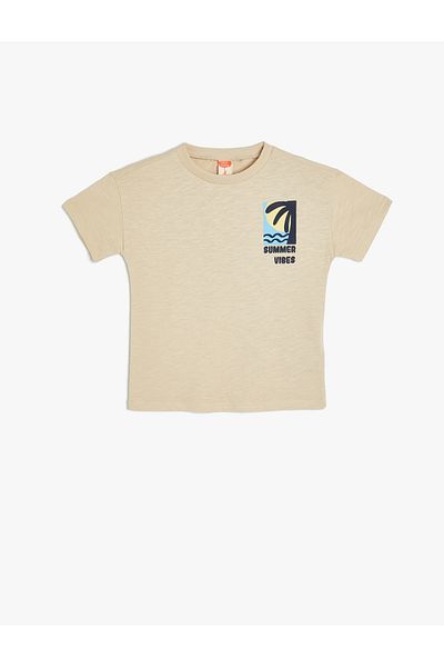 Koton T-Shirt Summer Printed Short Sleeve Crew Neck Cotton