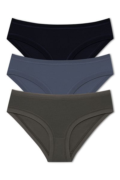 HNX Pachet de 3 chiloți din bumbac pentru femei, cu talie și picior elastic