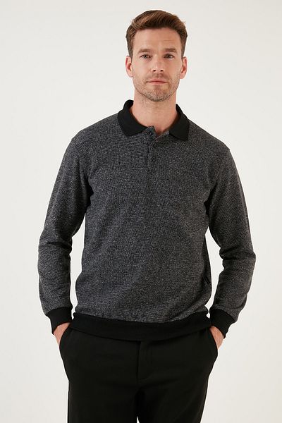 Buratti Polo Neck Cotton Men's Sweater - Buttoned, Regular Fit 456211