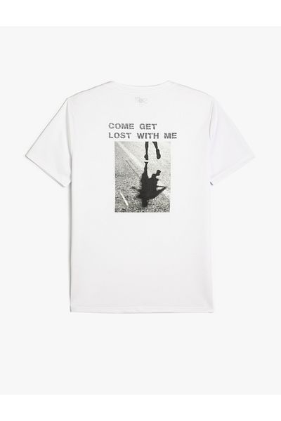 Koton Πίσω στάμπα Αθλητικό T-Shirt Crew λαιμόκοψη κοντό μανίκι