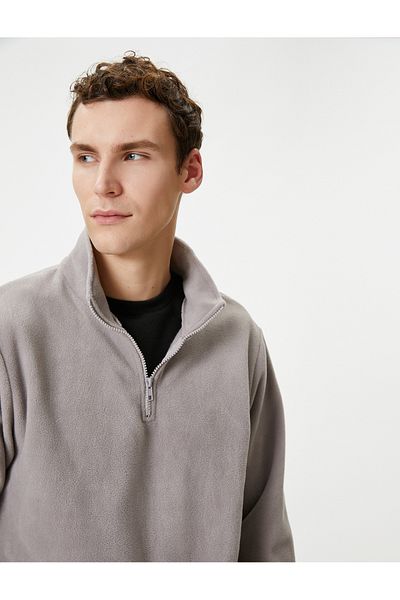 Koton Polar Sweatshirt Half Zipper Stand Collar Long Sleeve