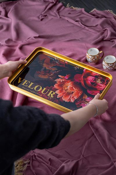 ACAR Velour Milla Glass Tray - 39 cm