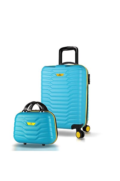 My Valice Croc Abs Makyaj ve Kabin Boy Turkuaz  2'li Valiz Seti