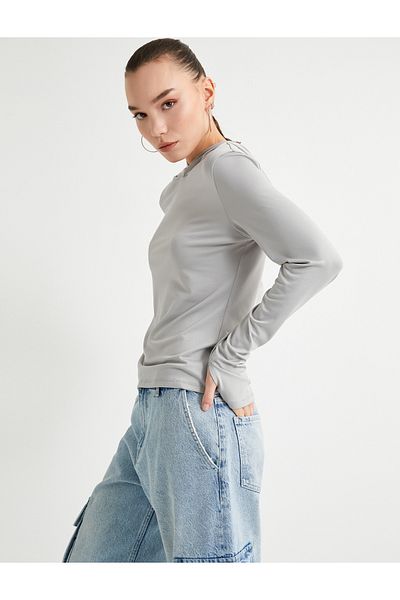 Koton Hooded T-Shirt Long Sleeve Basic