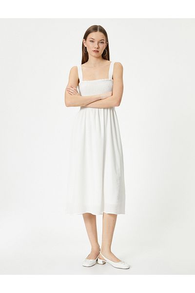 Koton Strappy Midi φόρεμα με επένδυση Gipe Λεπτομερής άνετη εφαρμογή