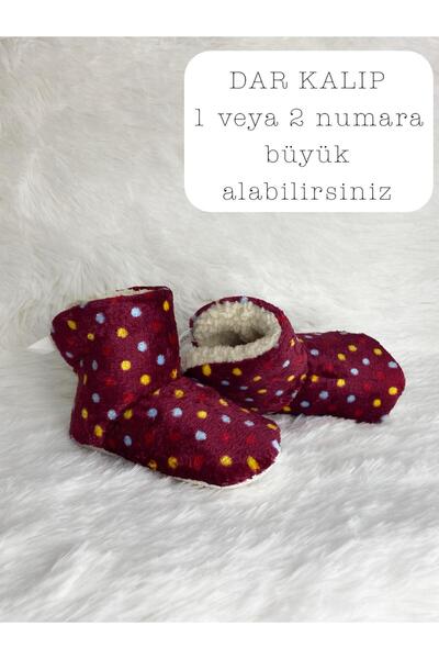 Büşra Sultan Ayakkabı & Çanta Kız Bebek Kırmızı Puantiye Çocuk Panduf Kaydırm...