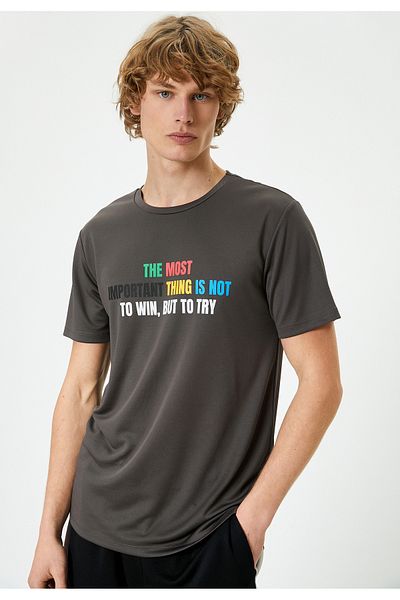 Koton Športové tričko s krátkym rukávom Crew Neck – Slogan Printed