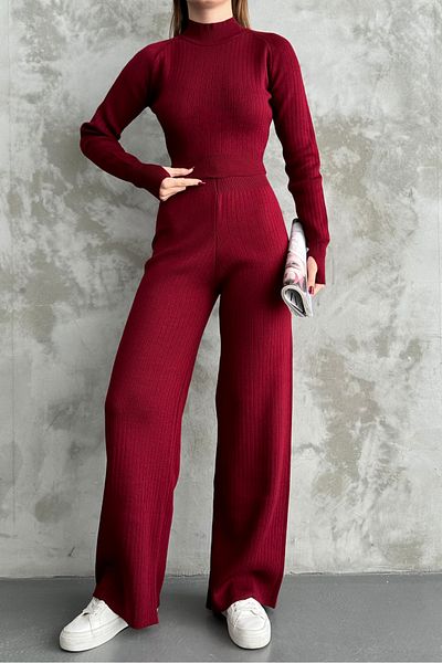 macharel jeans Half Fisherman Knit Crop pulóver nadrág kötöttáru alsó-felső készlet