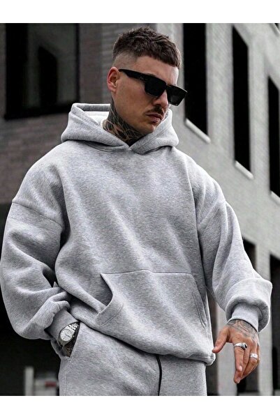 ORLONTEX Ανδρική φόρμα γκρι Oversize με κουκούλα