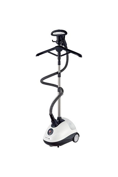 DOTS Vertical Steam Iron For Clothes, 1.5 Liter Capacity - 1500 Watt - White & Black
