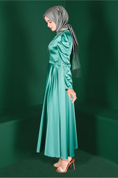 Alvina Rochie din Satin - Detaliat Piatra, Model 42872