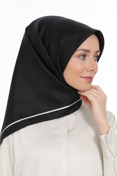Levidor Black Twill Silk Scarf