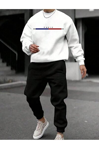 ORLONTEX Ανδρική φόρμα υπερμεγέθης με στάμπα σε λευκή γραμμή Paris