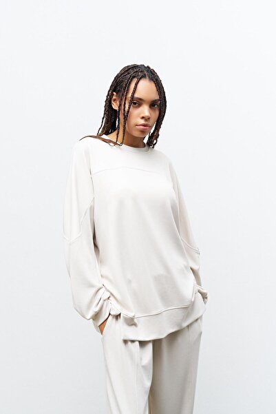 Basicpark Stone Color Women's Jogger Pants and Sleeves Label Detailed Modal Bottom Top Set