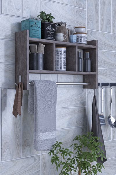 moka park avm Wall Mounted 2-Shelf 3-Compartment Metal Hanging Wall Shelf