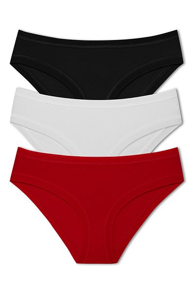 HNX Pachet de 3 chiloți din bumbac pentru femei, cu talie și picior elastic