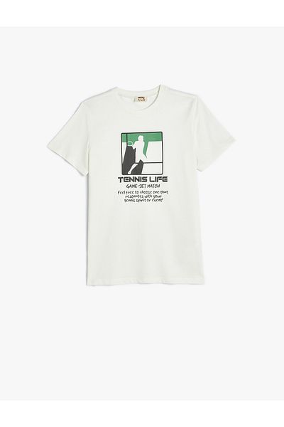 Koton Round Neck Short Sleeve Printed T-Shirt