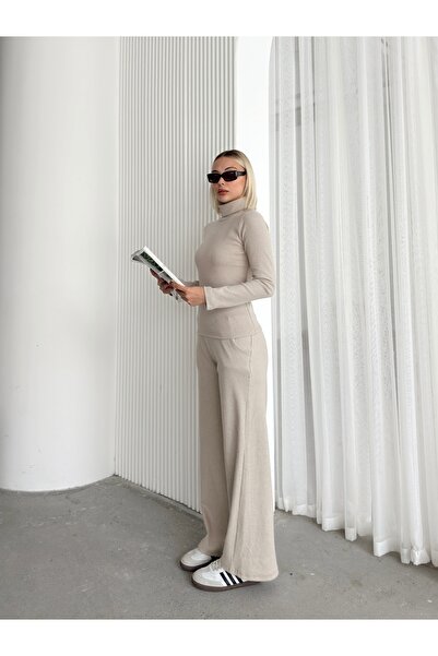 AFROGİYİM Women's Turtleneck Comfortable Cut Set