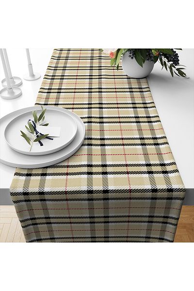 Else Dekor Διακοσμητικό κάλυμμα Runner με μοτίβο Gingham Ψηφιακό εμπριμέ, ανθεκτικό στους λεκέδες, χωρίς μουτζούρες 40x140cm