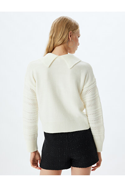 Koton Prolamovaný svetr s košilovým límečkem s dlouhým rukávem