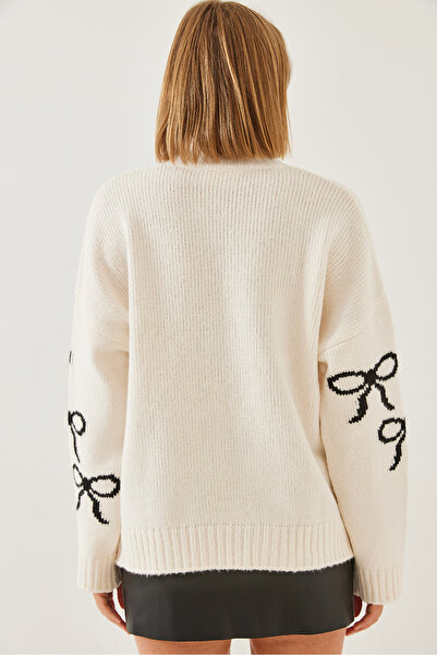 Bianco Lucci Γυναικείο πλεκτό πουλόβερ με φιόγκο με ζιβάγκο 241164 60251959