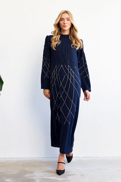 VAVİNOR Βραδινό φόρεμα Alora Stone κεντημένο - Navy Blue
