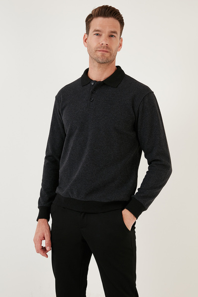 Buratti Cotton Regular Fit Buttoned Polo Collar Sweater Men's Sweater456211