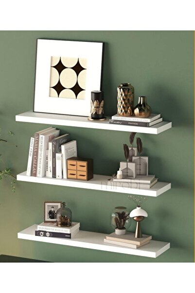 AŞIRCA 40x12 cm 3 lü duvar rafı uçan raf kitaplık